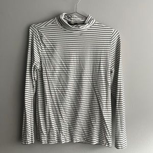 Loft Striped B&W Long Sleeve Turtleneck
